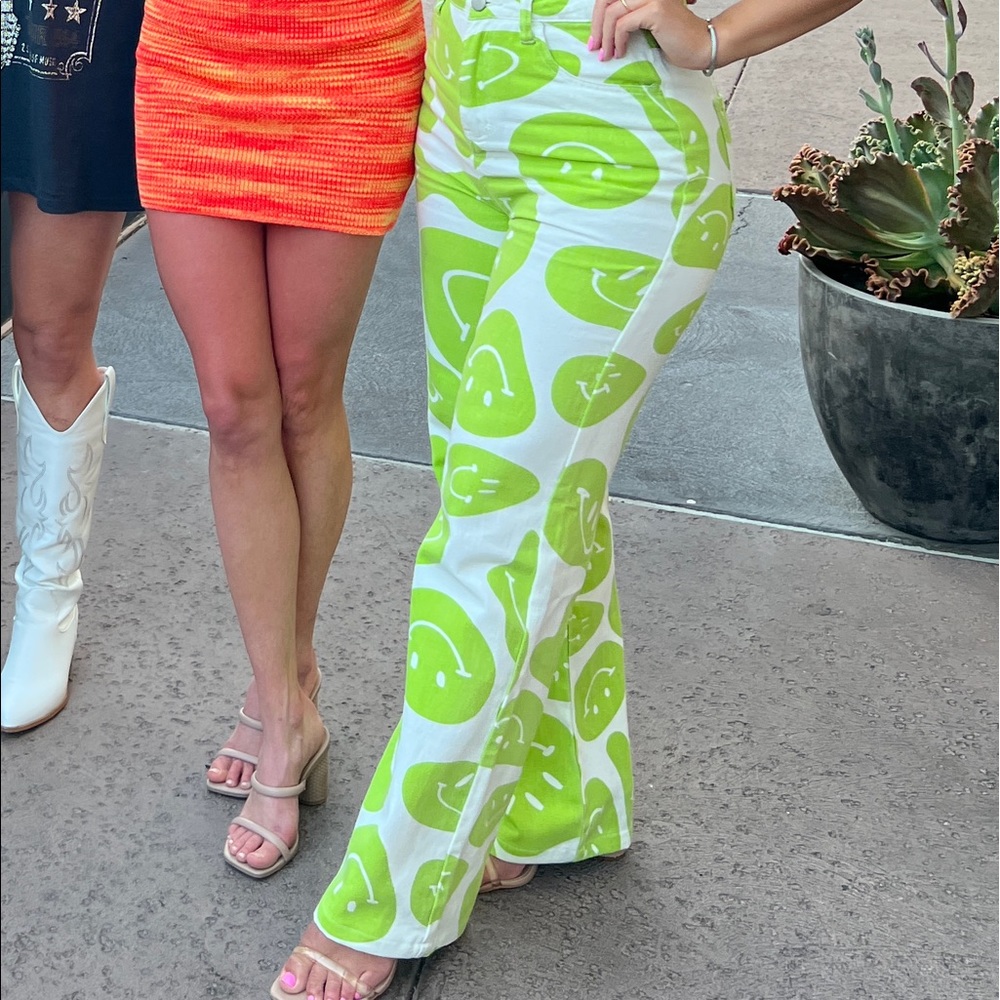 Smiley neon green pants- boutique shop in NC. Size M. Wore once! Super comfy